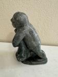 Inuit Soapstone Carving: Man and Walrus by Joshua Sheeg