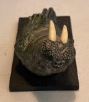 Inuit Carved Soapstone Walrus with Slate Base