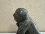 Inuit Soapstone Carving: Man and Walrus by Joshua Sheeg