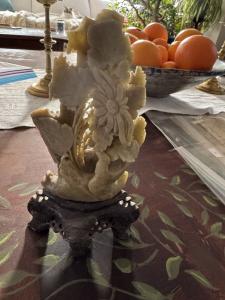 Antique 19th Century Chinese Soapstone Flower Sculpture