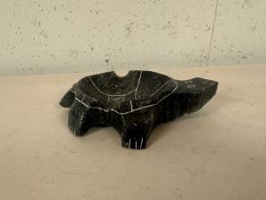 Inuit Signed Soapstone Turtle Ashtray Art