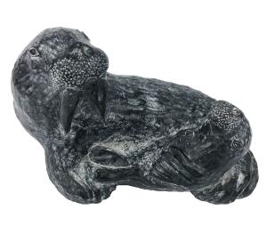 Walrus Mom and Baby Soapstone Carving