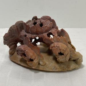Chinese Soapstone Anemone Floral Carving