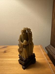 Shou Lao Soapstone Carving - God of Longevity
