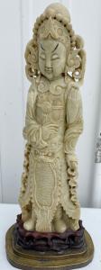 1920s Carved Soapstone Guanyin Kwan Yin Sculpture