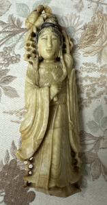 Chinese Soapstone Quan Yin Statue with Lotus