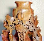 Chinese Soapstone Flower and Leaf Vase 6.25