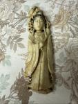 Chinese Soapstone Quan Yin Statue with Lotus