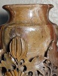 Chinese Soapstone Flower and Leaf Vase 6.25