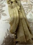 Chinese Soapstone Quan Yin Statue with Lotus