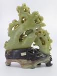 Ornate Chinese Soapstone Carving of Birds and Flowers