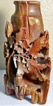 Chinese Soapstone Flower and Leaf Vase 6.25