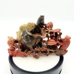 Hand-Carved Chinese Soapstone Vase with Fish Motif