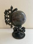 Dragon-Detail Soapstone Carved Globe from China