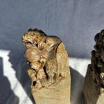 Antique Chinese Hand Carved Soapstone Dragon Pair