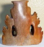 Chinese Soapstone Flower and Leaf Vase 6.25