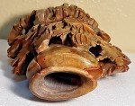Chinese Soapstone Flower and Leaf Vase 6.25