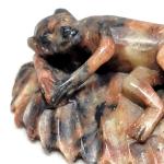 Hand Carved Chinese Soapstone Monkey on Leaf