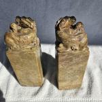 Antique Chinese Hand Carved Soapstone Dragon Pair