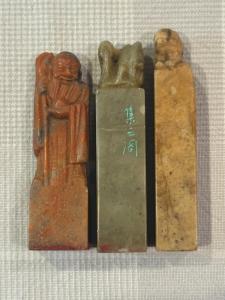 Set of 3 Vintage Chinese Soapstone Seal Carvings