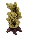 Hand-Carved Vintage Chinese Soapstone Lotus Sculpture