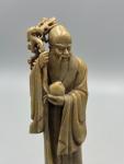 Vintage Chinese Soapstone Longevity God "Shou" Figurine