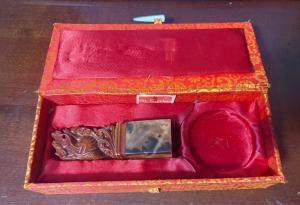 Chinese Dragon Seal Stamp in Silk Box