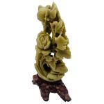 Hand-Carved Vintage Chinese Soapstone Lotus Sculpture