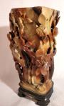 Antique 9" Hand Carved Chinese Soapstone Vase