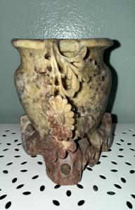 Vintage Hand-Carved Chinese Soapstone Flower Vase