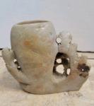 Chinese Soapstone Carved Vase with Leaf Design