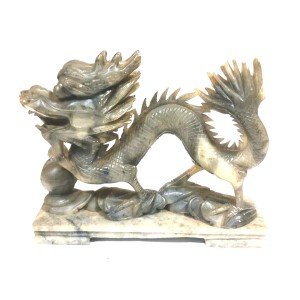 Hand-Carved Chinese Dragon Soapstone Sculpture
