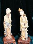 Hand-Carved Soapstone Fisherman and Lady Figurines