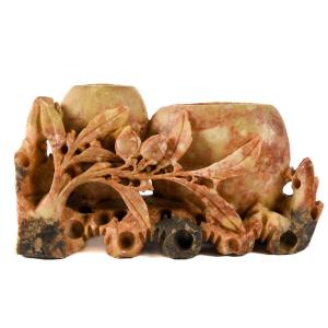 Soapstone Double Vase Chinese Carving Sculpture