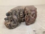 Chinese Foo Dog Soapstone Carving Pillar Statue