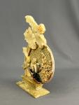 Hand-Carved Vintage Chinese Soapstone Lotus Bird Sculpture