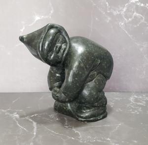 Jade Green Eskimo Soapstone Carving by Juanisi