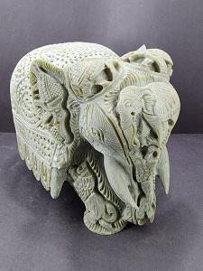 Hand-Carved Soapstone Elephant Statue in Two Sizes