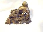 Chinese Soapstone Dragon Sculpture with Pearl Base 5.5
