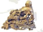 Chinese Soapstone Dragon Sculpture with Pearl Base 5.5