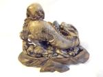 Chinese Soapstone Dragon Sculpture with Pearl Base 5.5