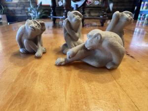 Set of 4 Vintage Chinese Soapstone Monkey Figurines