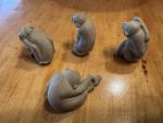 Set of 4 Vintage Chinese Soapstone Monkey Figurines