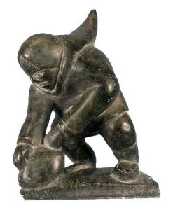 Inuit Soapstone Carving: Eskimo at Work by Tukalla