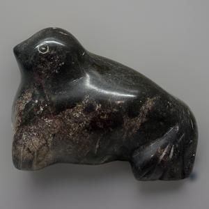 Eskimo Seal Soapstone Carving with Etched Face