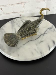 Egyptian Ibis Bird Soapstone and Brass Carving