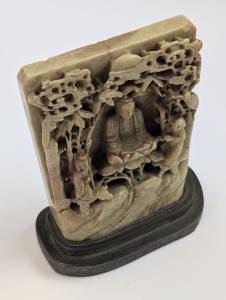 Antique Chinese Soapstone Mountain Scholar Carving