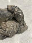 Inuit Soapstone Walrus and Pup Sculpture
