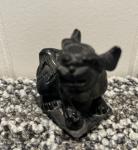 Hand-Carved Black Soapstone Foo Dog Figurine
