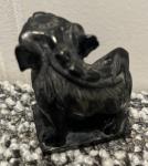 Hand-Carved Black Soapstone Foo Dog Figurine